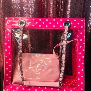 Pink Polka Dot Clear Tote Bag